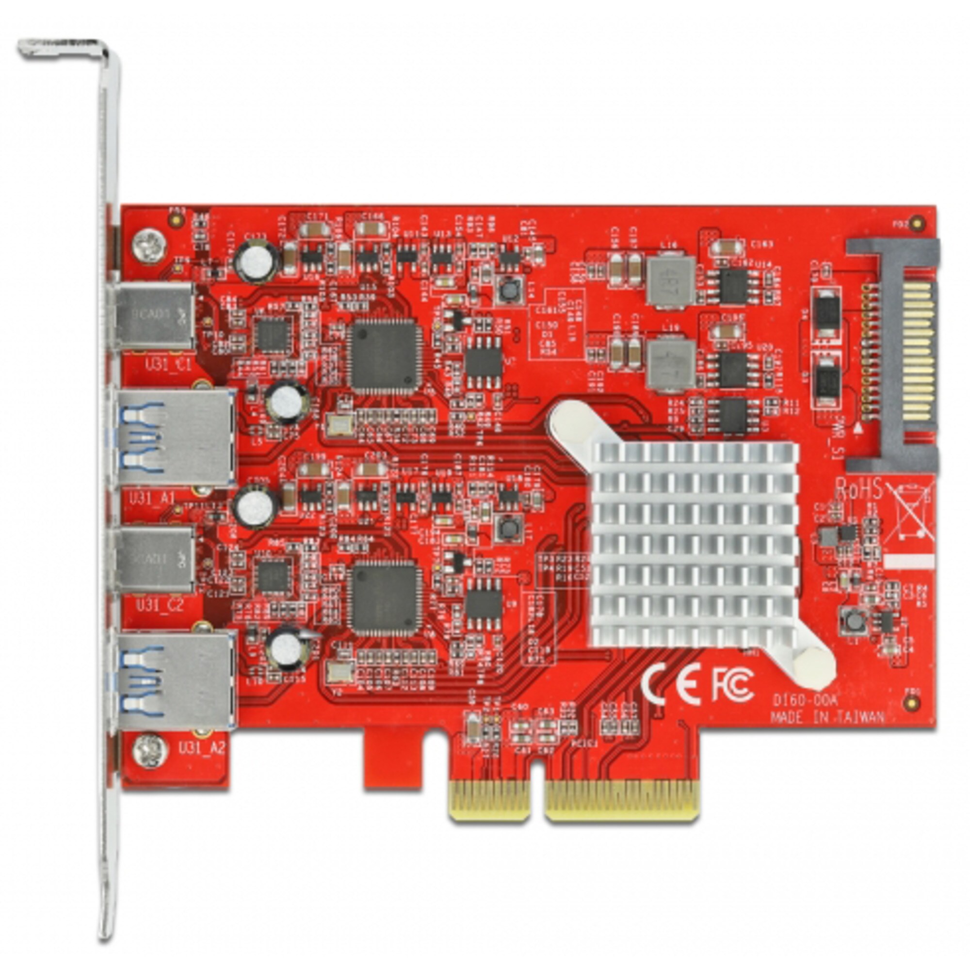 DeLOCK USB-Controller PCIe x4> 2x USB 3.2 Gen 2 Typ-A + 2x USB-C