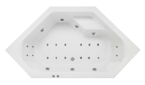Lambini Designs Venetië bubbelbad 145x145cm elektronisch 6 4 2 hydrojets en 12 aerojets chroom