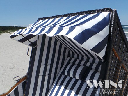Swing&Harmonie LED - Strandkorb XXL - 118cm inkl. Abdeckcover Volllieger Ostsee Sonneninsel Rattan Möbel Polyrattan - versch. Ausführungen