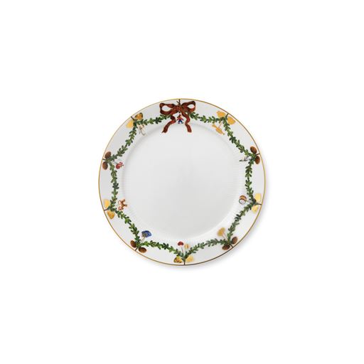 Royal Copenhagen Stjerne Riflet Jul Middagstallerken, Hvid, Ø27 cm