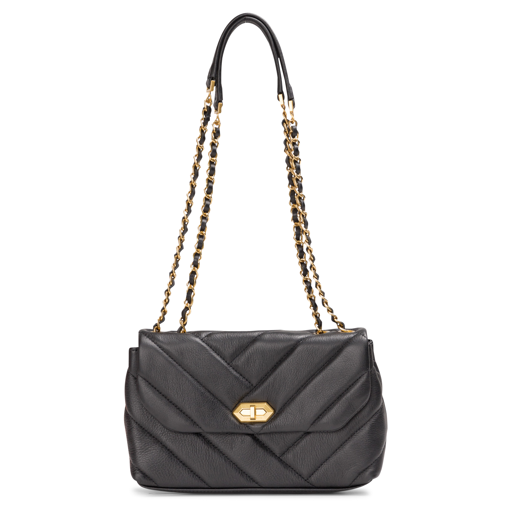 Sac porté épaule en cuir matelassé | Noir