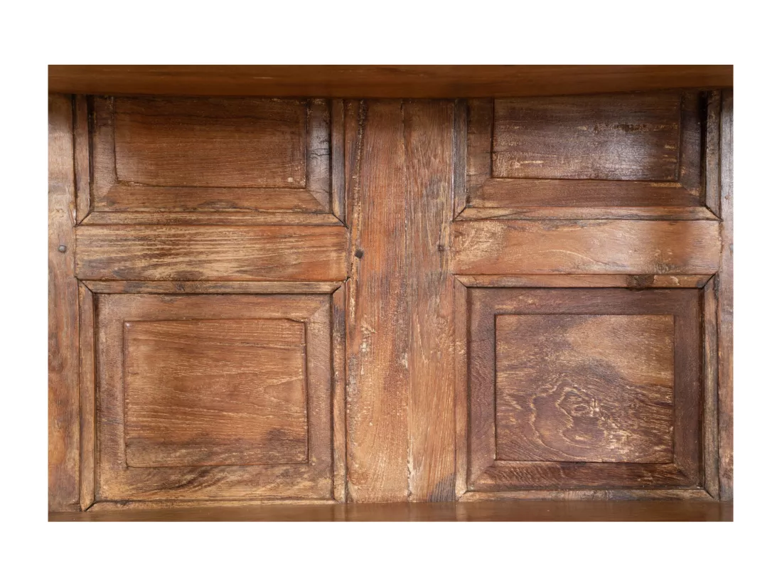 BISCOTTINI Armoire - Bois de tilleul massif finition noyer antique - Polyvalente - Rangement - Jardin - Salon - Cuisine - Salle à manger - Étagères - Chambre - Buffet - 70x32x193 cm