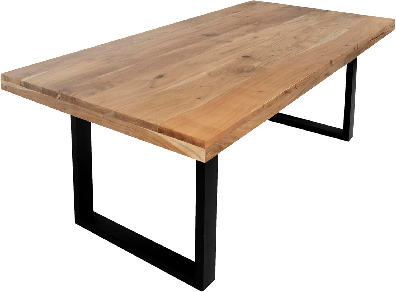 SAM Esstisch 220 x 100 cm Rio, Esszimmertisch naturfarben, Akazienholz massiv, U-Gestell aus Metall Schwarz, gerade Kanten