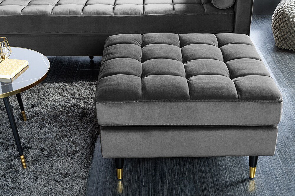 riess-ambiente Hocker COZY VELVET - 80cm senfgelb gold Samt Metallfüße