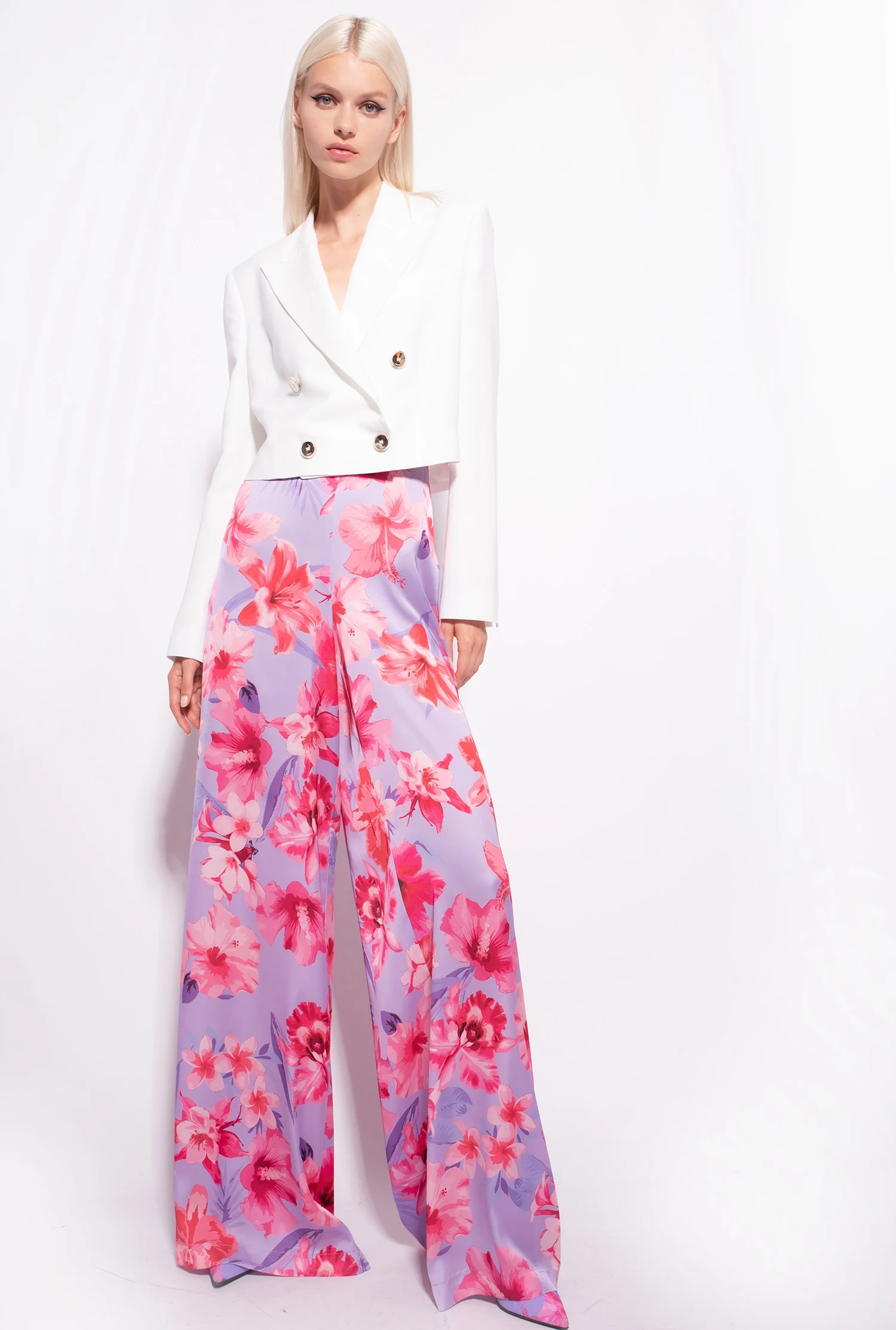 Pantalon ample à imprimé floral | Multicolore