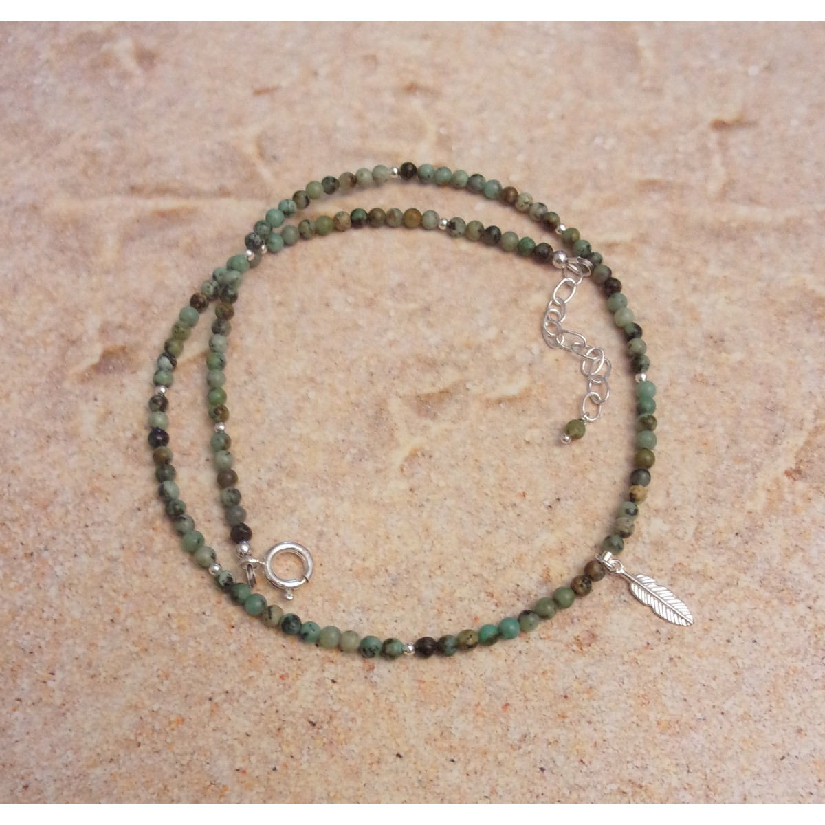 Collier Turquoise Verte - Plume