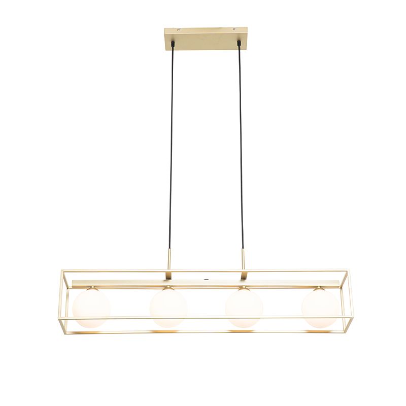 Design hanglamp goud met wit glas 4-lichts - Aniek