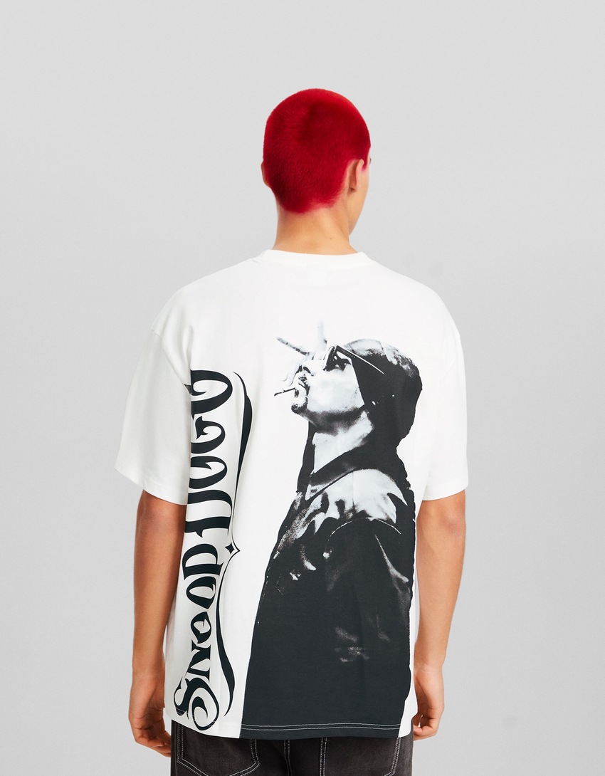 Camiseta de manga curta oversized com estampa do Snoop Dogg