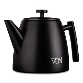 RVS Dubbelwandige theepot met Filter - Zwarte Theekan 1 Liter - 802 - VDN