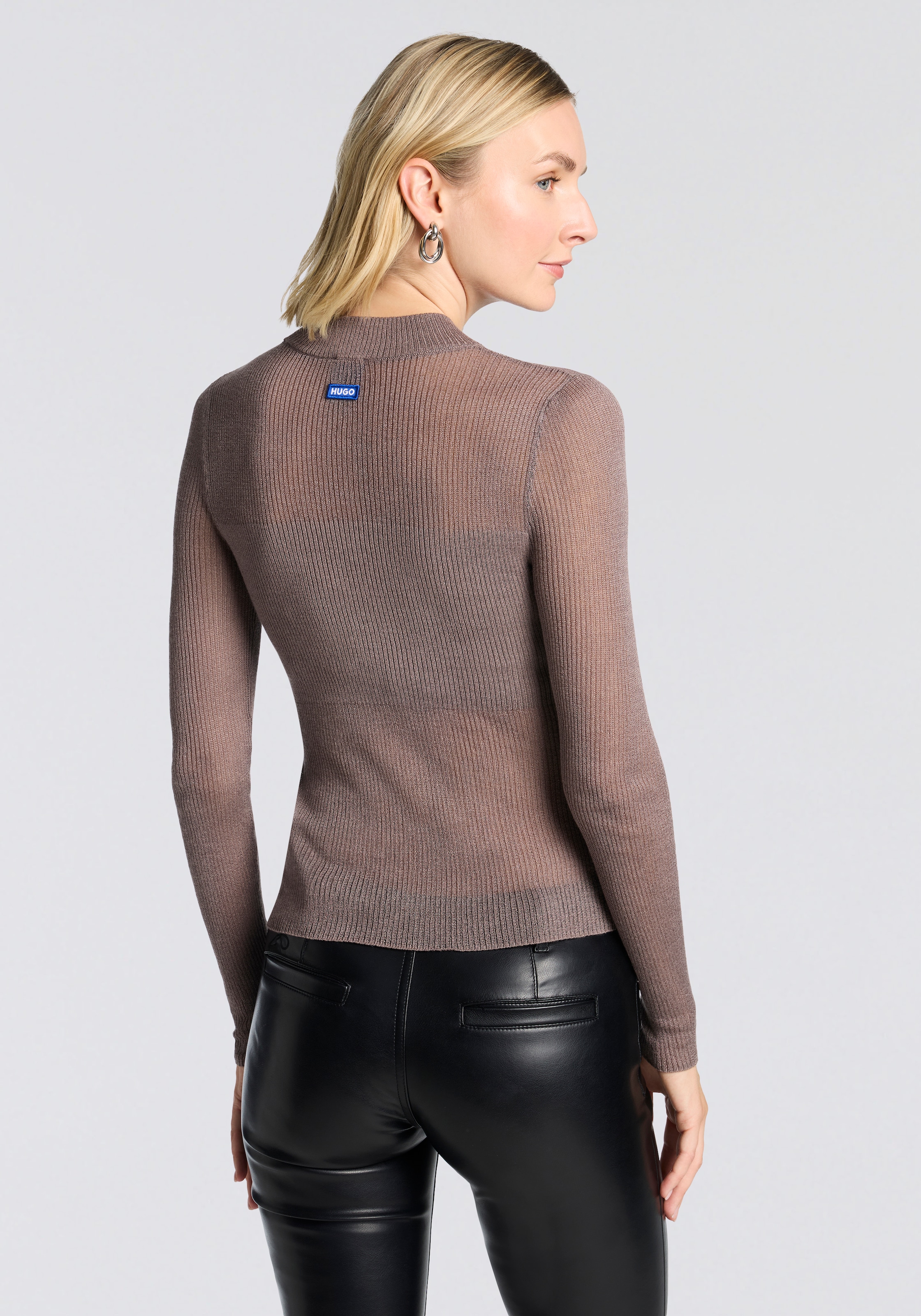 HUGO Blue Stehkragenpullover »Slumy«, mit Bandeau-Effekt, Slim Fit