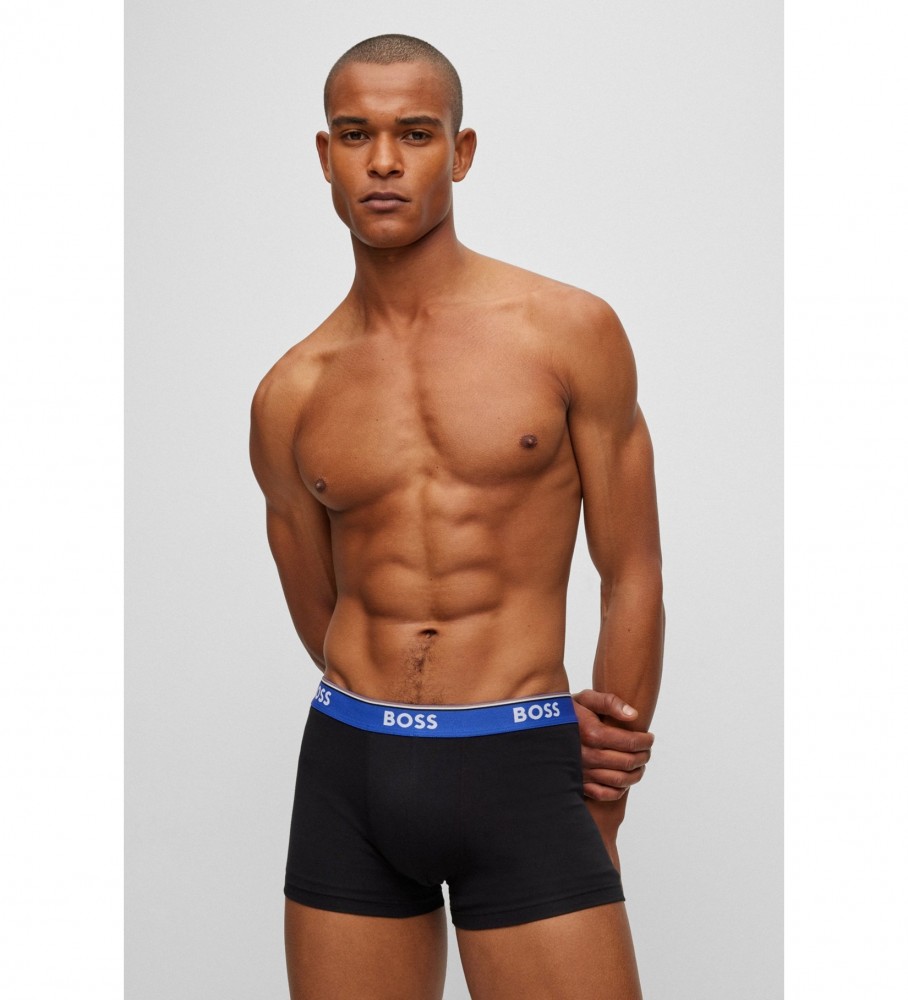 Pacote com 3 cuecas boxer pretas da BOSS