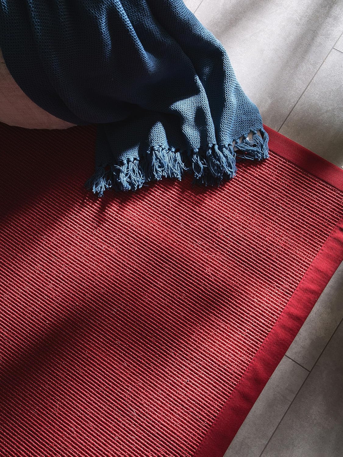benuta Nest Sisal Naturfaser Teppich Sana - Rot 150x150 cm - Robuster Teppich für Esszimmer & Wohnzimmer - 100% Sisal Naturfaser - Zeitloses Design
