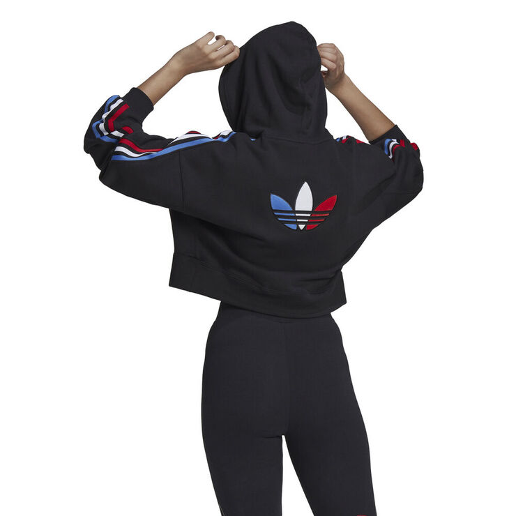 adidas Adicolor Tricolor Trefoil Crop hættetrøje Sort