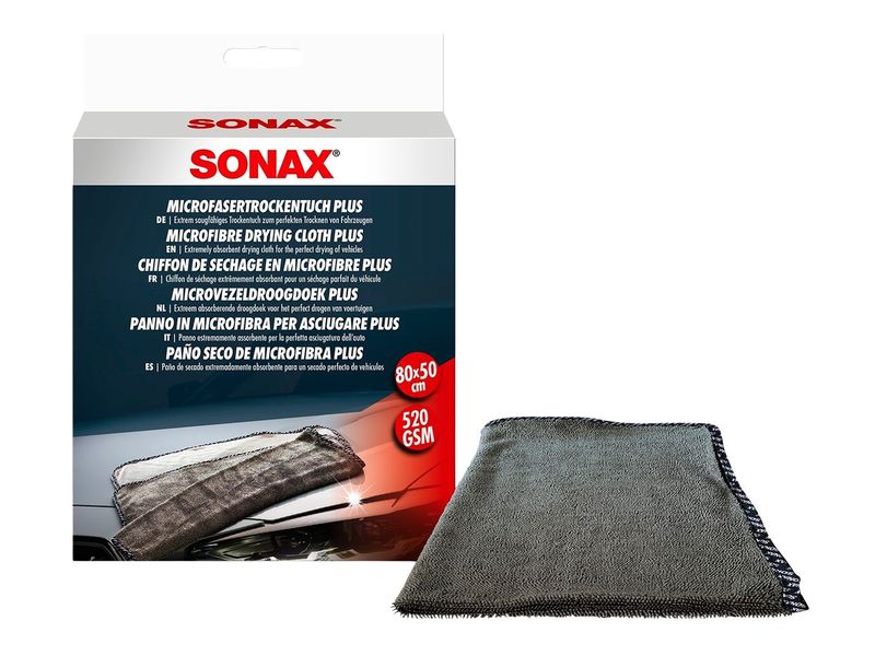 Sonax Microfaser Trocken Tuch Plus, 80 × 50 cm, 1 Tuch Einfache, lackschonende Fahrzeugtrocknung