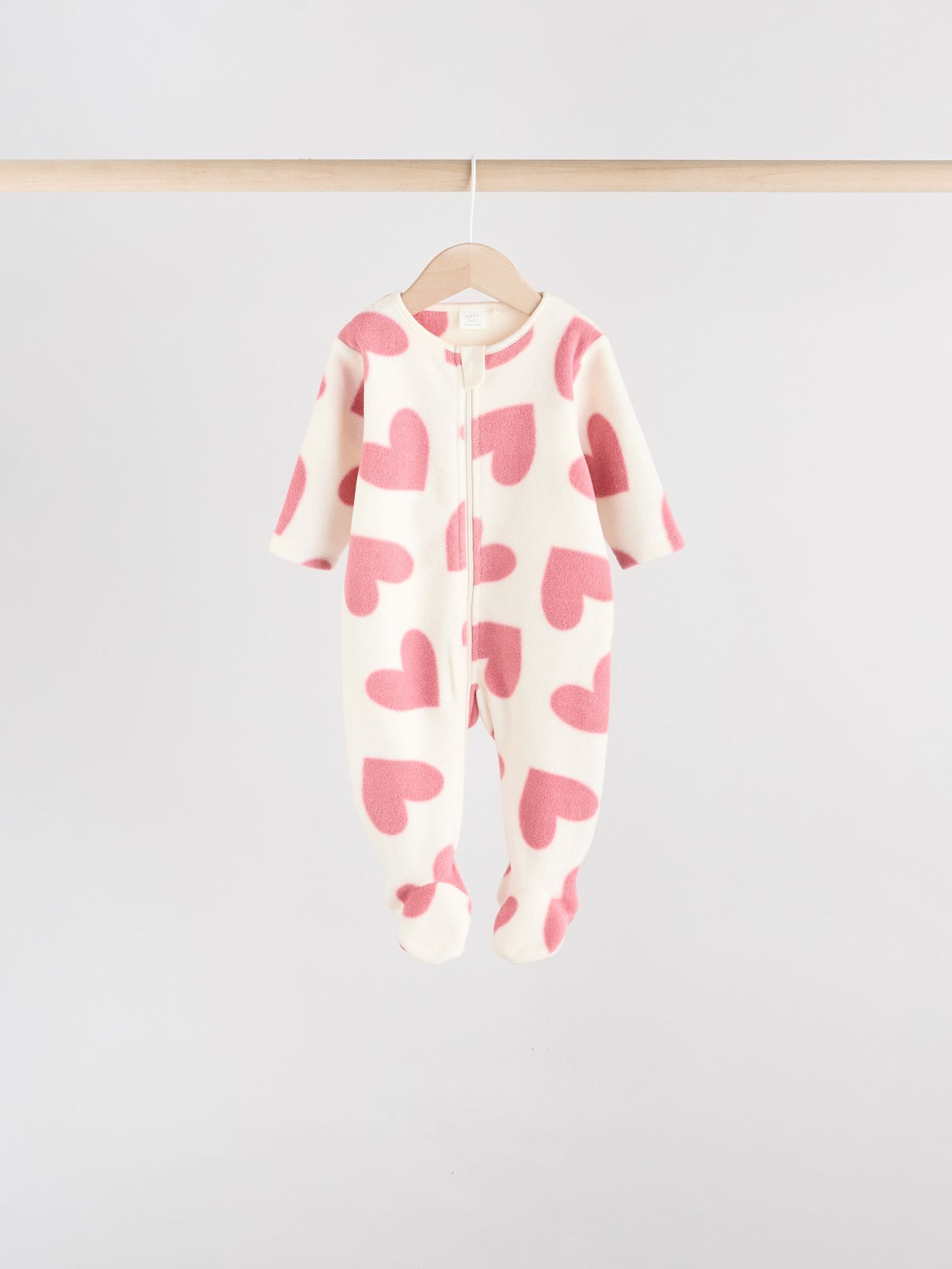 Roze - Micro Fleece Two Way Zip Baby Sleepsuit