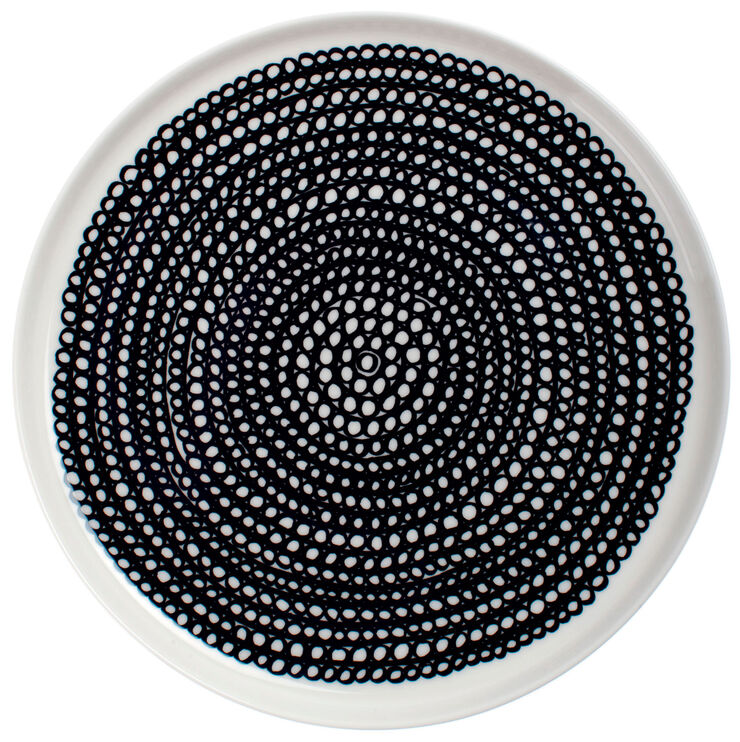 Marimekko Siirtolapuutarha tallerken 20 cm. Hvid, sort