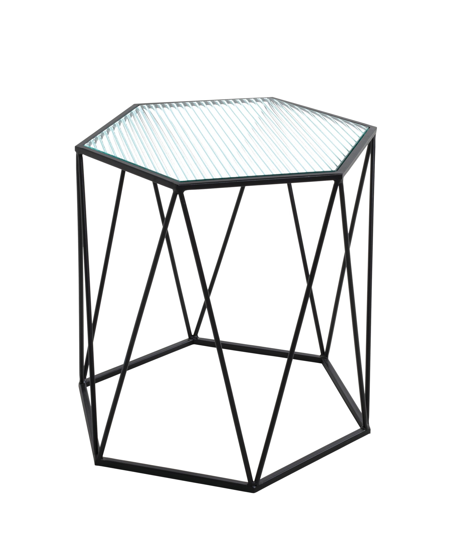Beistelltisch 46 x 46 cm Dekorglas/schwarz