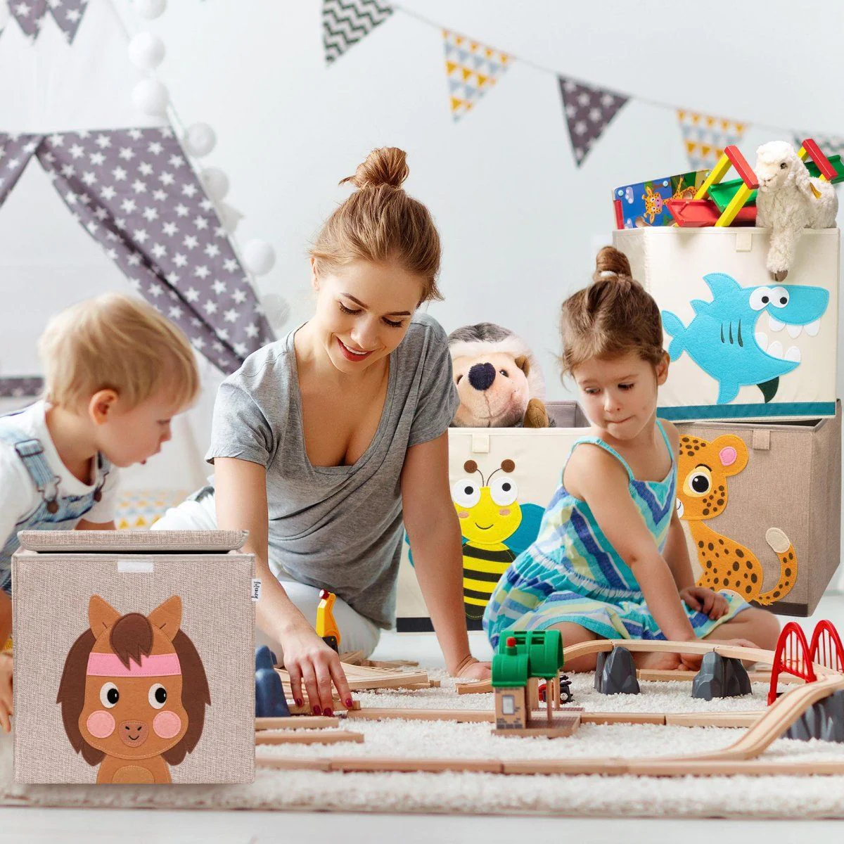 Boîte de rangement en tissu pour enfant 