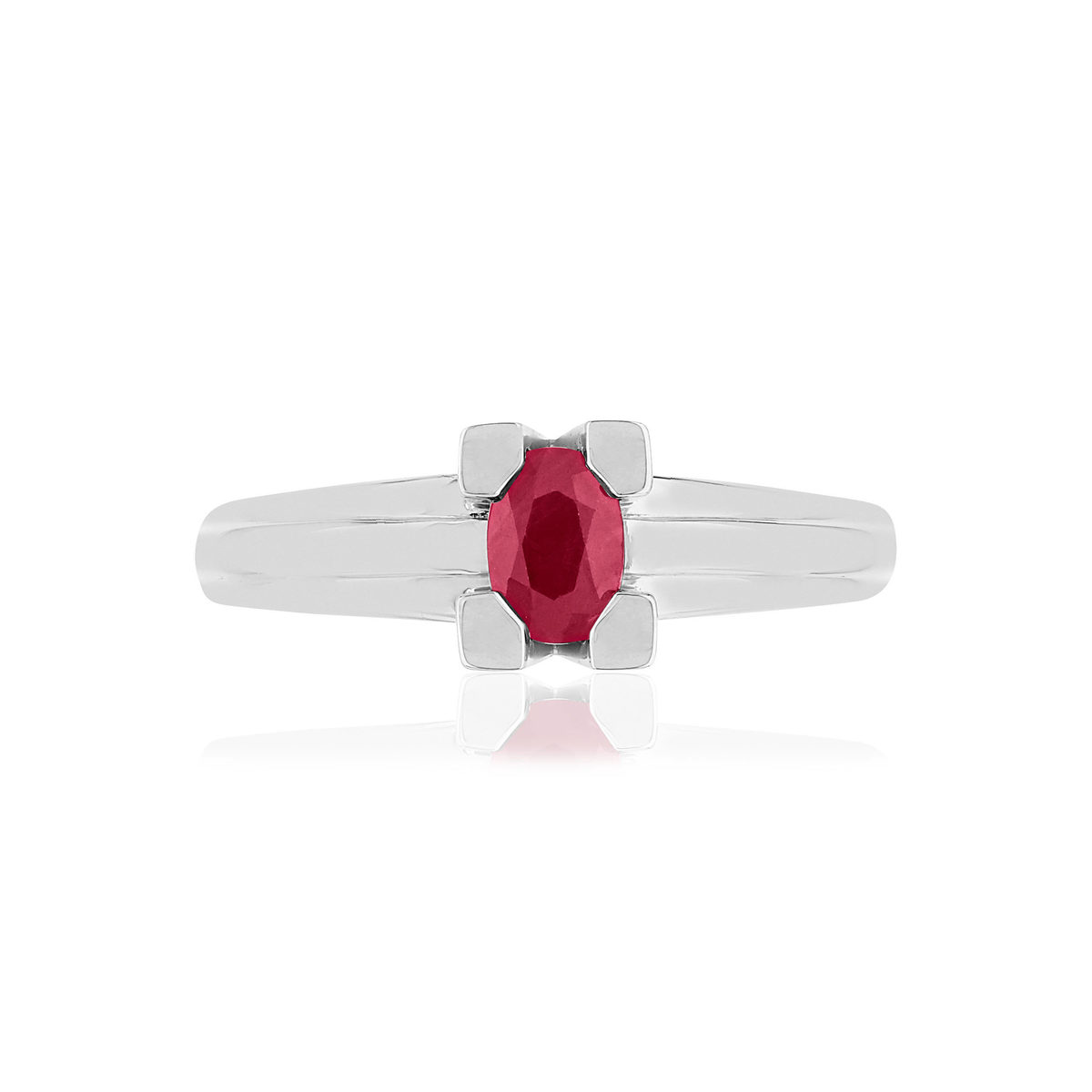 Bague VAN BRILL or blanc 750, rubis, diamants.