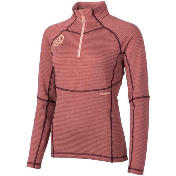 Sweat polaire randonnée TERNUA MOMHILL 1/2 ZIP W WASHED BORDEAUX