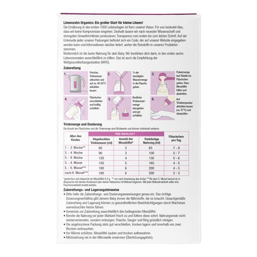 Löwenzahn Organics Bio Anfangsmilch 0+ Monate Ziegenmilch