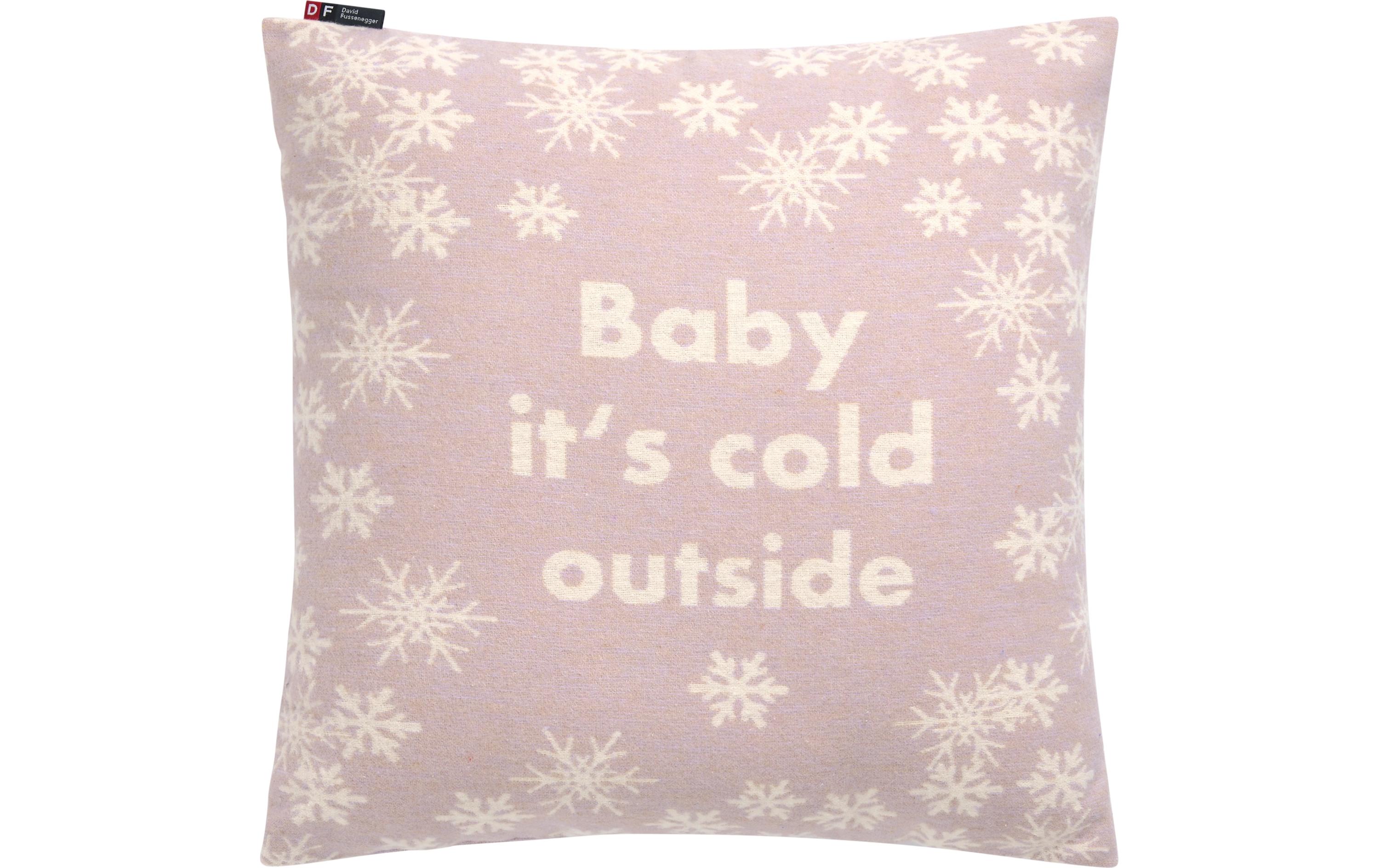 Kissenbezug Baby it's cold outside 50 x 50 cm, Rosa/WeissWeiche Kissenhülle