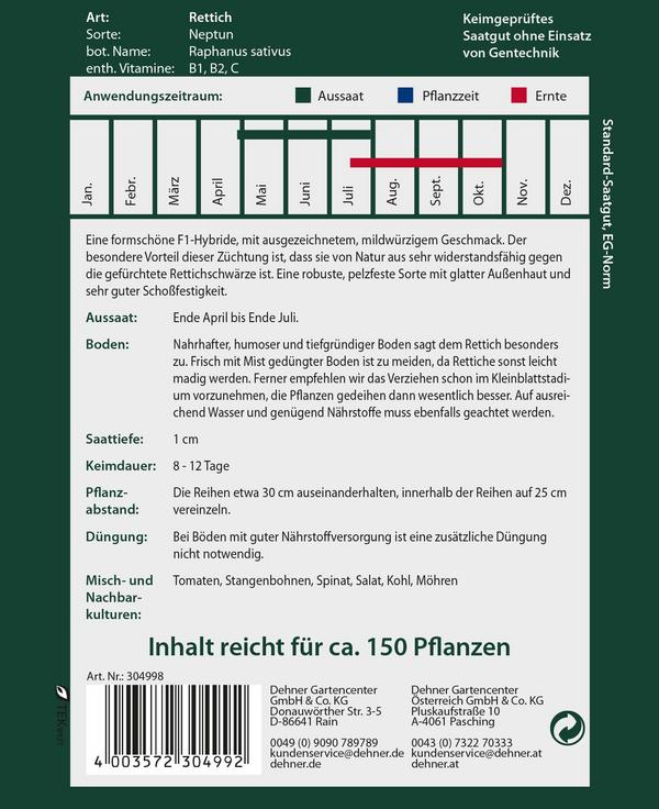 Dehner Premium Samen Rettich 'Neptun'