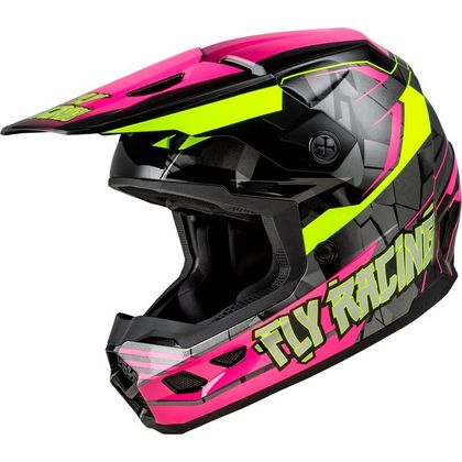 Casque cross Fly KINETIC - SCORCHED - ENFANT - Vert / Gris