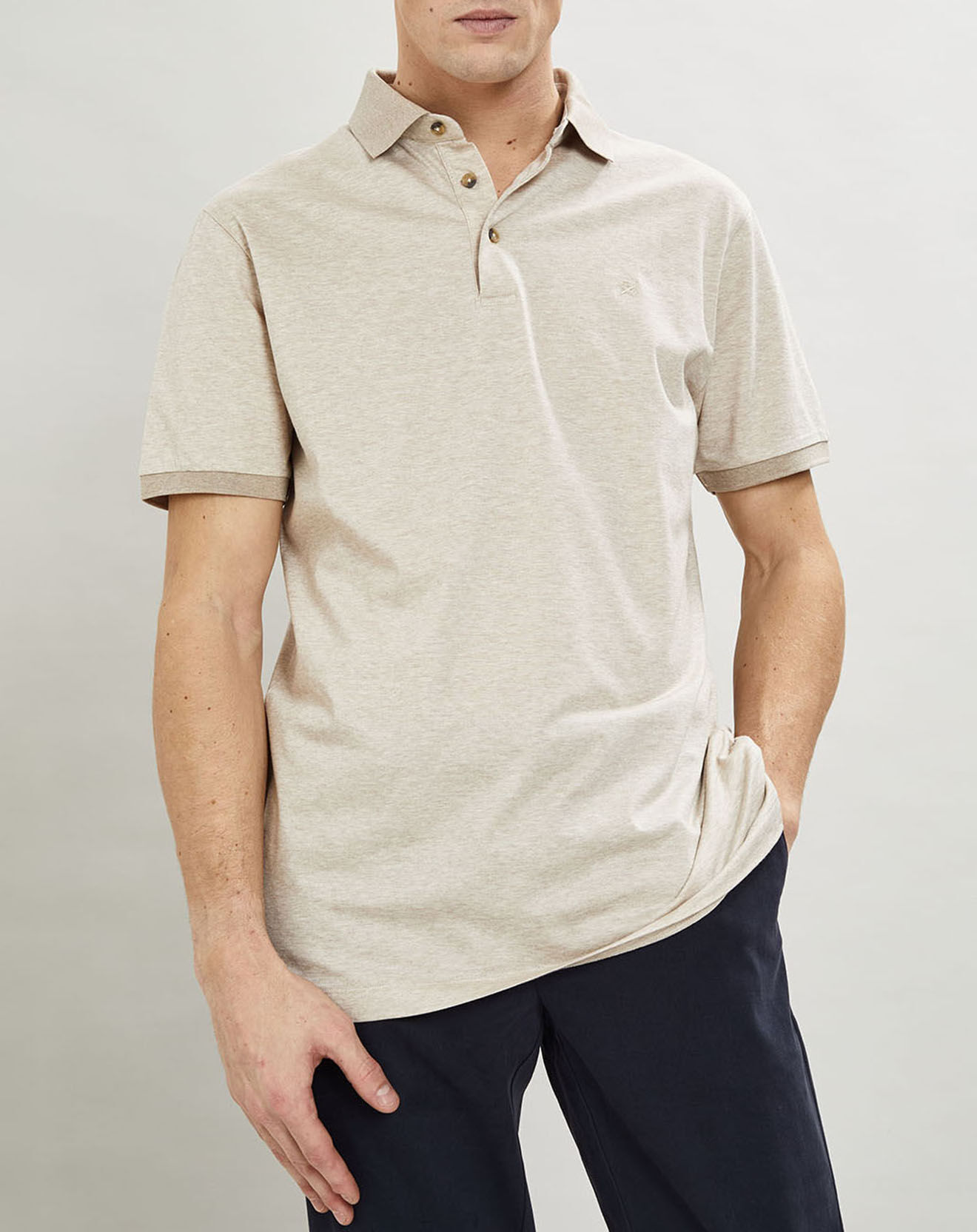 Hackett London Polo chiné mercerisé Classic Fit beige