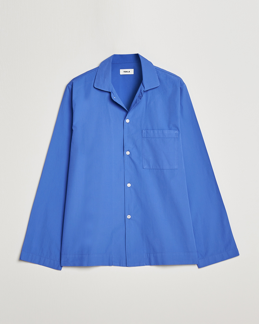Tekla Poplin Pyjama Shirt Royal Blue