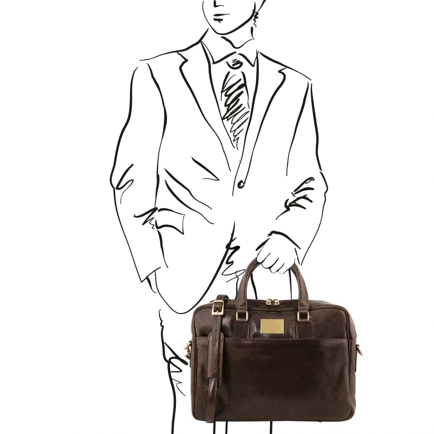 TL141894 – Urbino – leren laptop Aktetas 2 compartments with front pocket