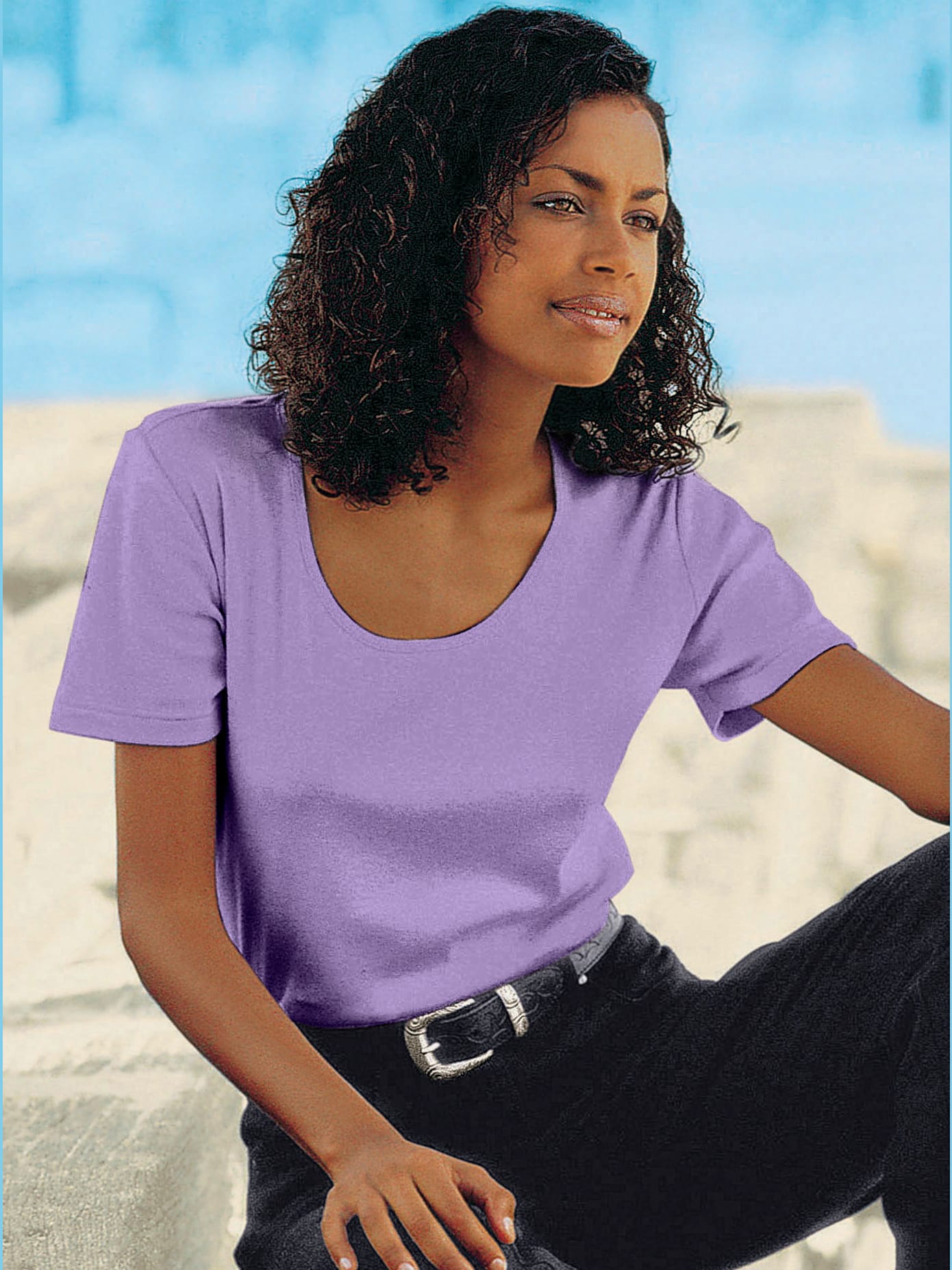 T-shirt à encolure ronde pur coton
