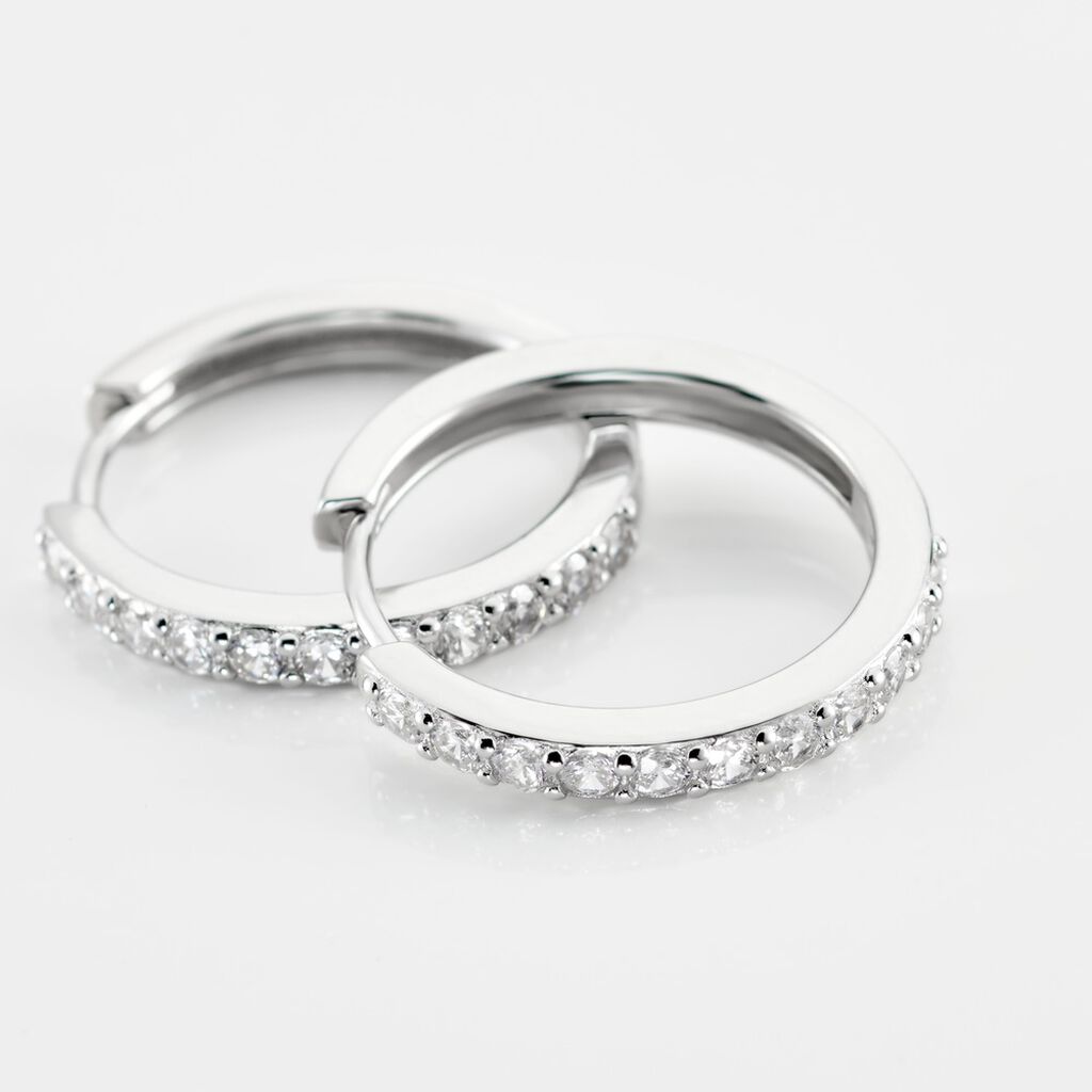 Créoles Justy Argent Blanc Oxyde De Zirconium
