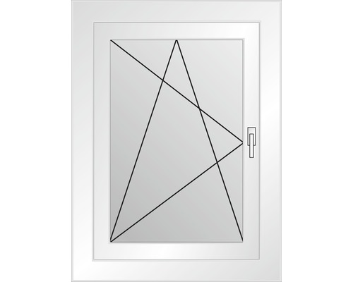 ARON Basic enkelvleugelig kunststof raam, RC2 gelaagd veiligheidsglas, wit, 800x1200 mm, DIN links