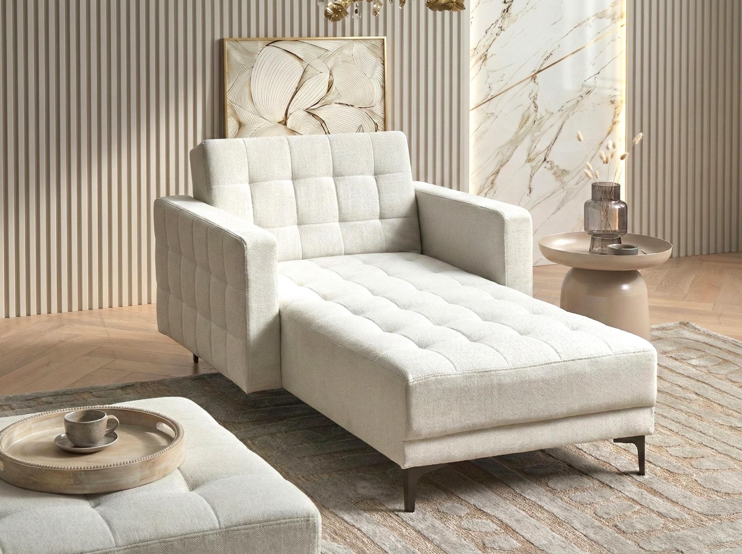 Chaise longue ABERDEEN Stof Gebroken wit