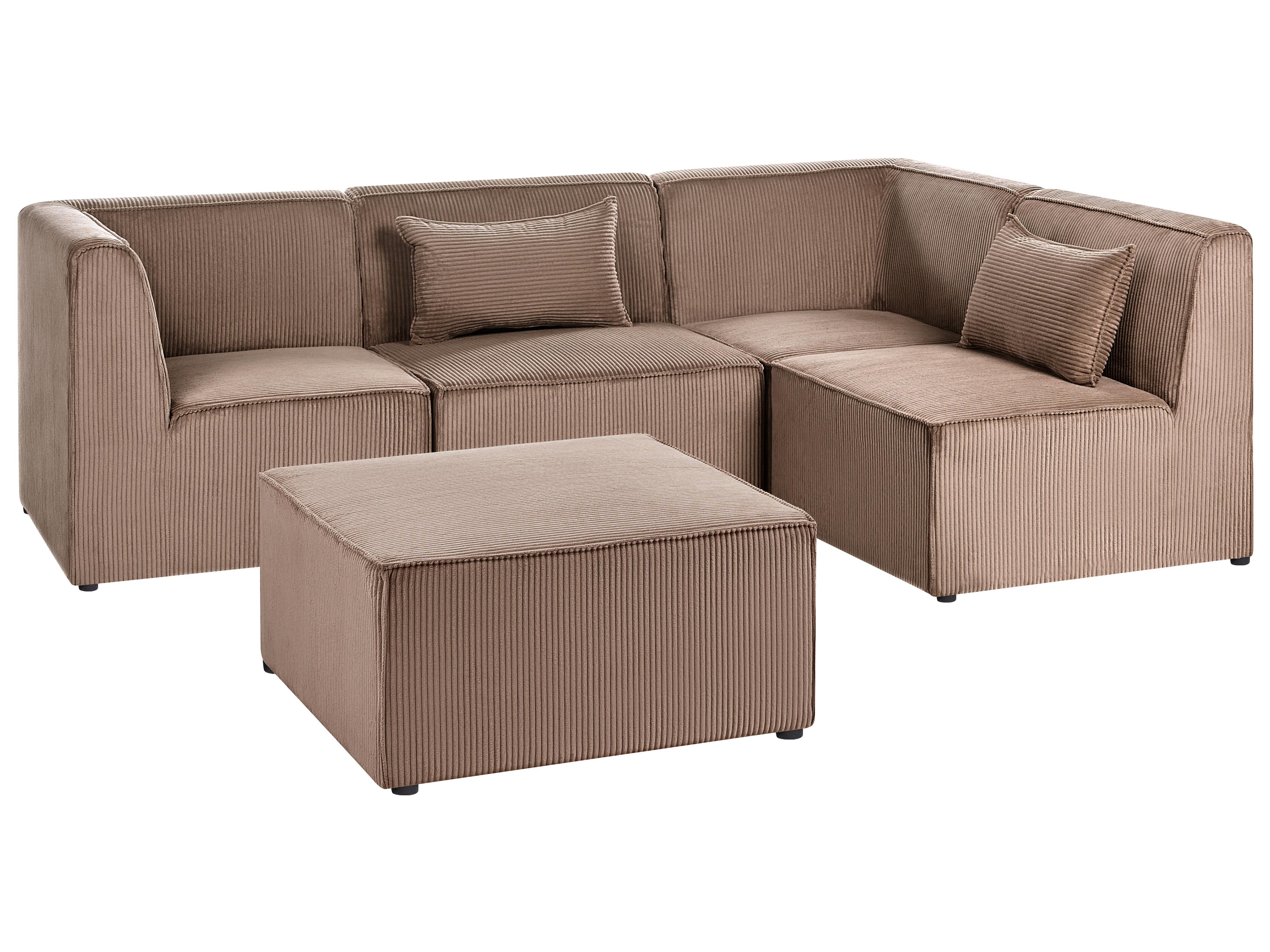 Modulaire hoekbank 4-zits LEMVIG Corduroy Zandbeige linkszijdig