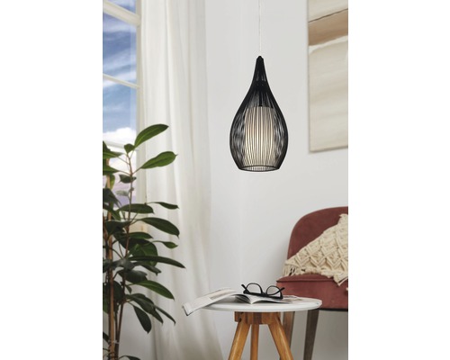 1-lamps hanglamp Ø 19 cm zwart