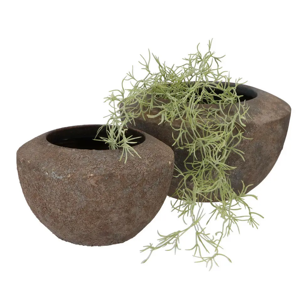 DK Design Bloempot model Maya - roestbruin - 25 x 16 cm - rustiek