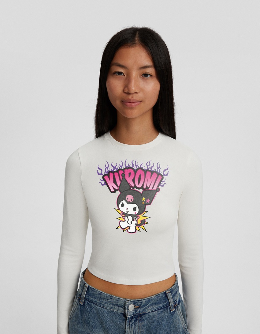 Camiseta de manga comprida com estampa Kuromi