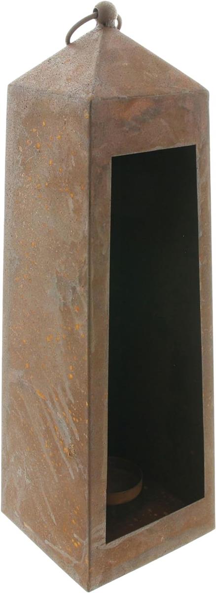 Decoratieve Passie Kaarsenhouder Roest Lantaarn van Metaal, 50 cm hoog, Tuinlantaarn met Echte Roest Afwerking, Windlicht, Lantaarn