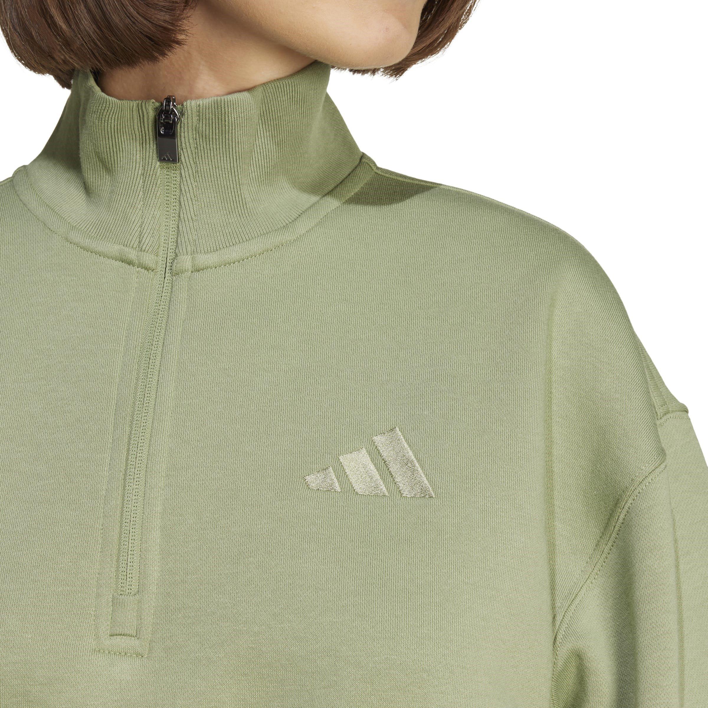 adidas All Szn Fleece Loose Quarter Zip Sweatshirt Womens