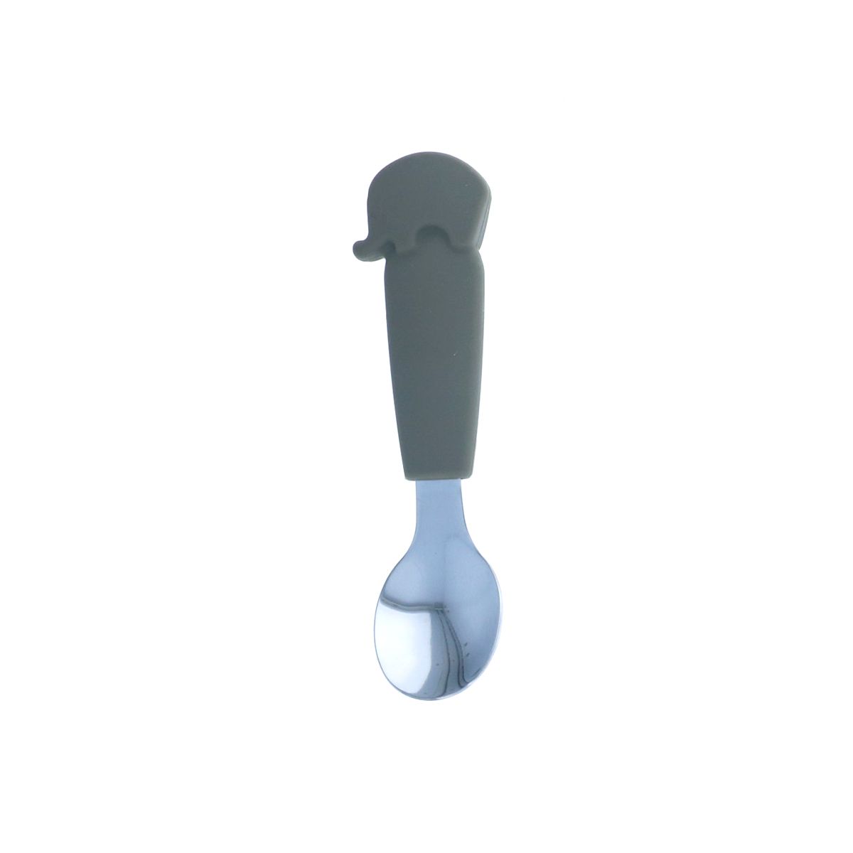 Cuillère avec manche éléphant silicone gris Pause goûter