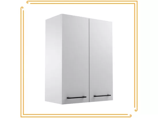 Armoire de salle de bain suspendue 60 cm au-dessus de l'évier de la machine à laver Étagères blanches noires
