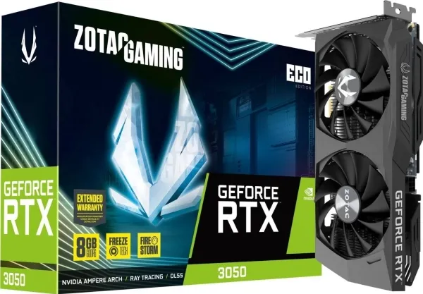 ZOTAC GAMING GeForce RTX 3050 ECO - Grafikkort - GF RTX 3050 - 8 GB GDDR6 - PCIe 4.0 x8 - 3 x DisplayPort, HDMI