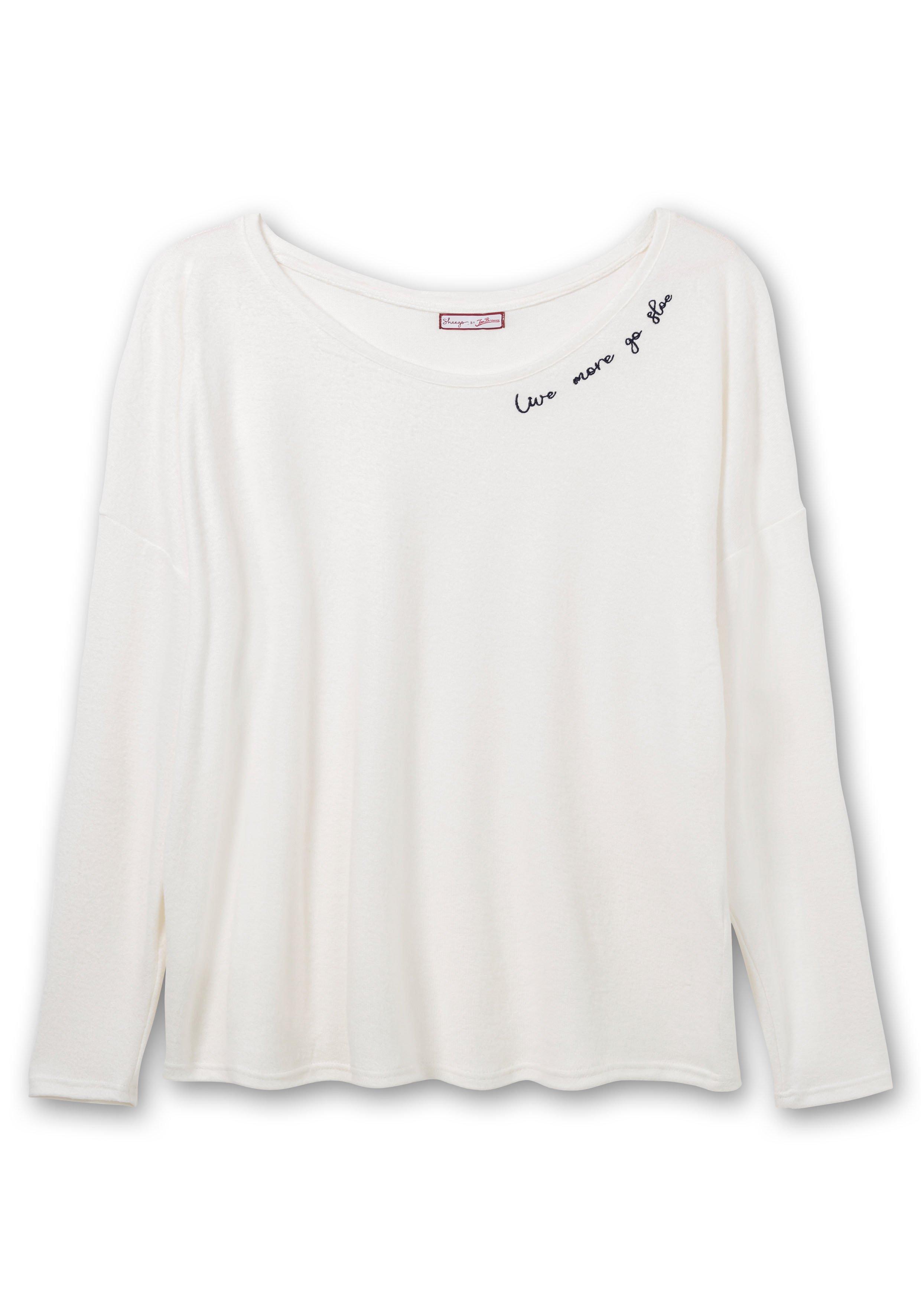 Oversized-Shirt aus softem Feinstrick, mit Wordingprint