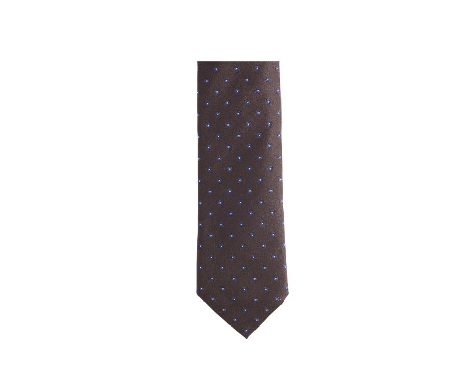 Cravate homme Soie Motif Micro Fleur Marron et Navy