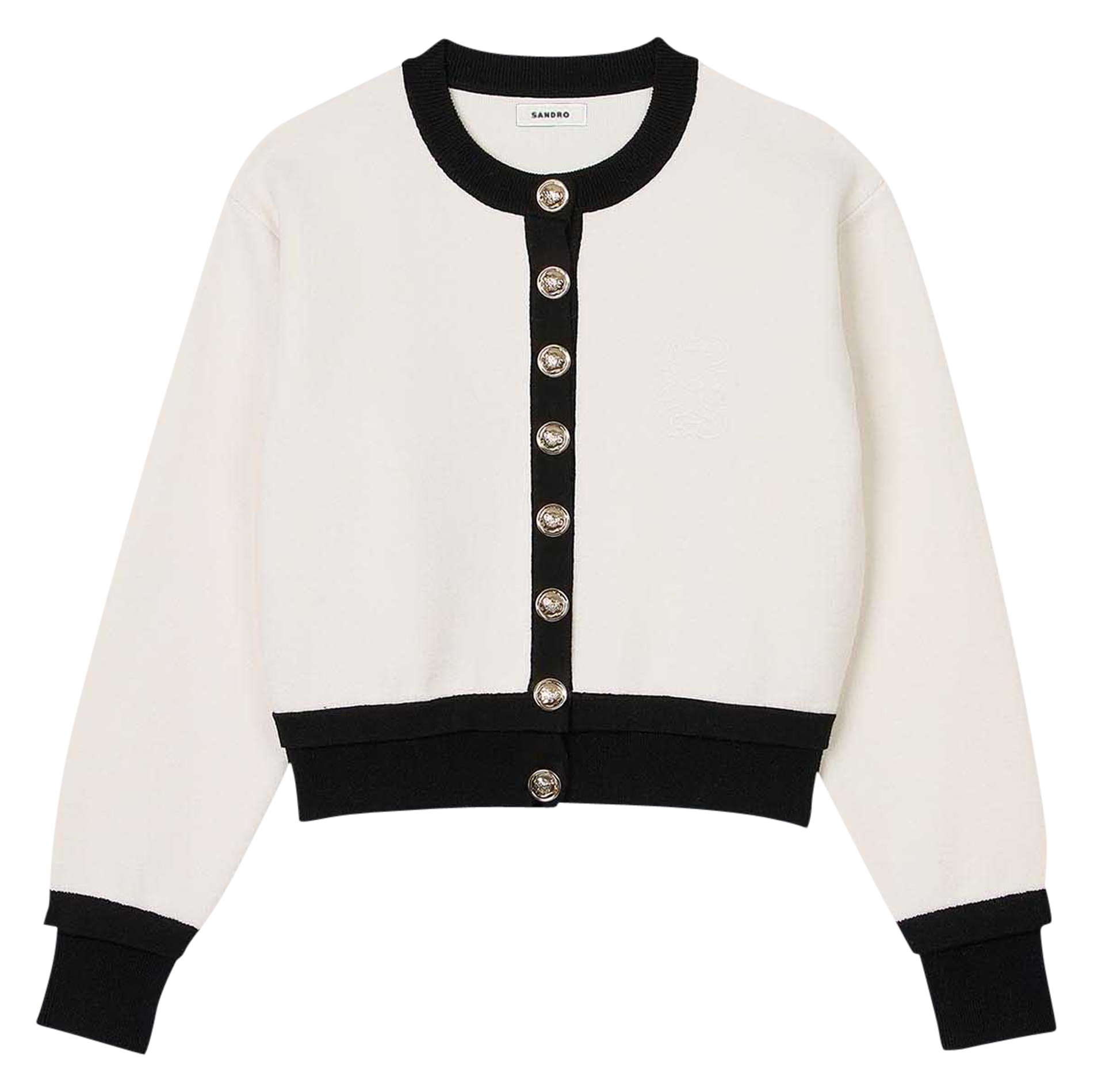 Cardigan droit col rond en laine mélangée | Multicolore