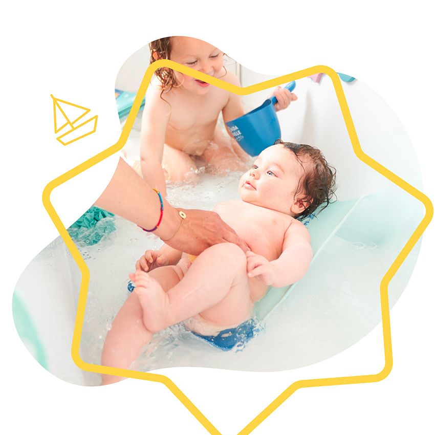 Transat de bain ergonomique - Bleu - Ecru