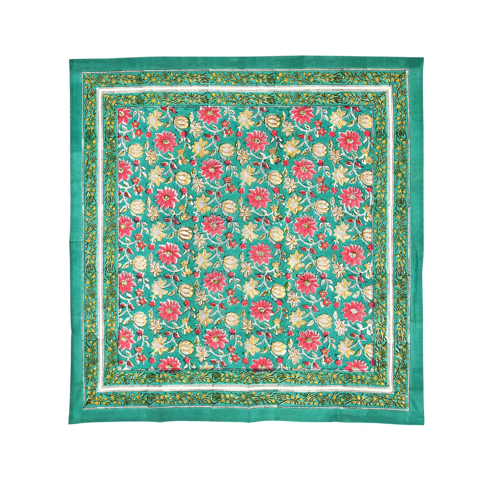 Tischdecke mit Blumenmuster, grün, multicolor, T 100 cm, B 100 cm von fischer's lagerhaus
