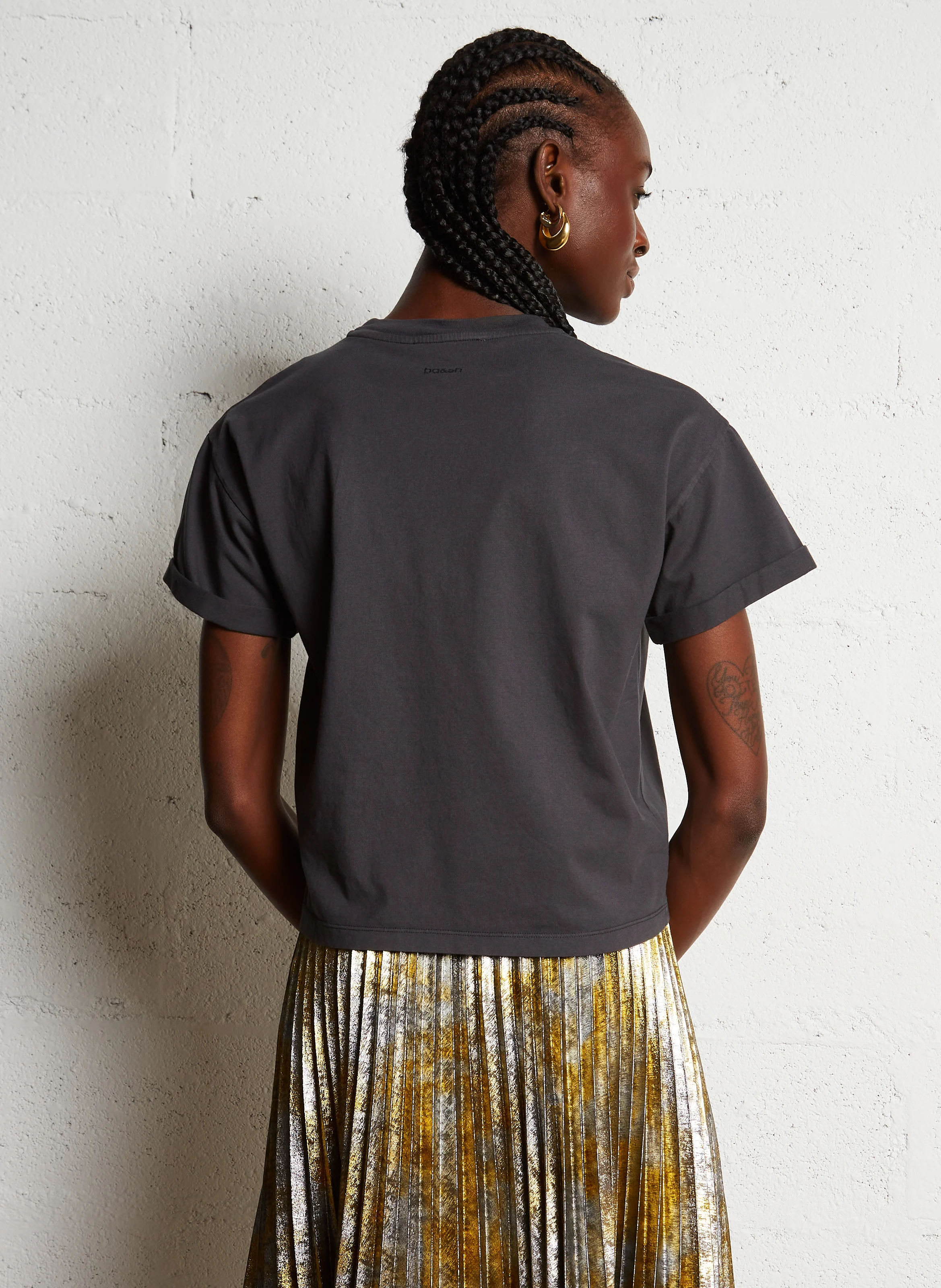 ROSIE - Tee-shirt col rond en coton | Gris